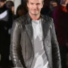 David Beckham Quilted Brown Leather Jacket
