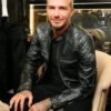 David Beckham Black Leather Biker Jacket