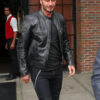 David Beckham Black Leather Biker Jacket