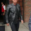 David Beckham Black Leather Biker Jacket