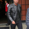 David Beckham Black Leather Biker Jacket