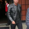 David Beckham Black Leather Biker Jacket