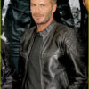 David Beckham Black Leather Biker Jacket