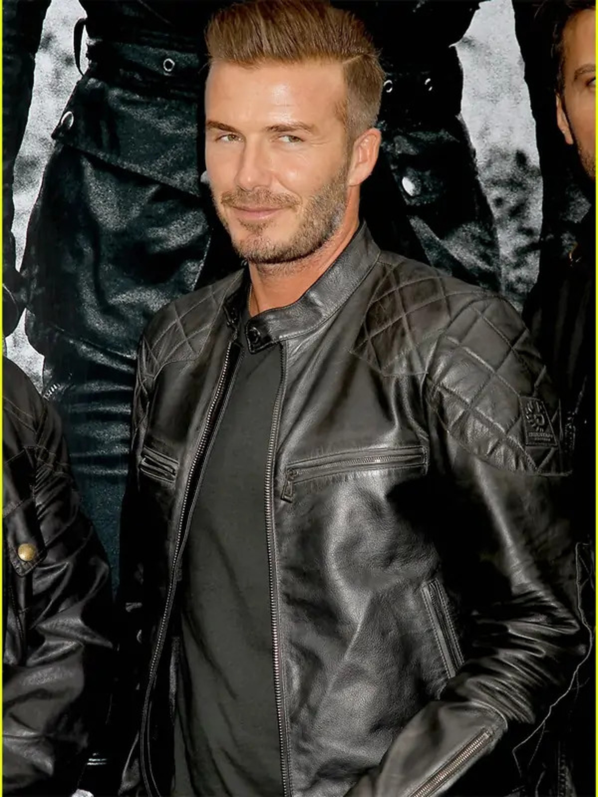 David Beckham Black Leather Biker Jacket