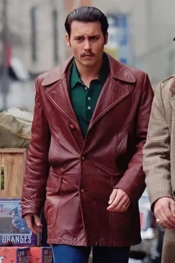 Donnie Brasco Johnny Depp Brown Leather Blazer