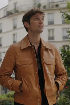 Emily In Paris Lucas Bravo Leather Jacket