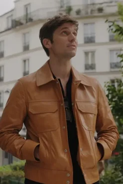 Emily In Paris Lucas Bravo Leather Jacket