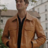 Emily In Paris Lucas Bravo Leather Jacket