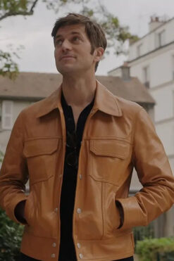 Emily In Paris Lucas Bravo Leather Jacket