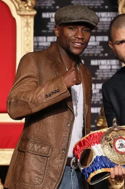 Floyd Mayweather Brown Leather Blazer