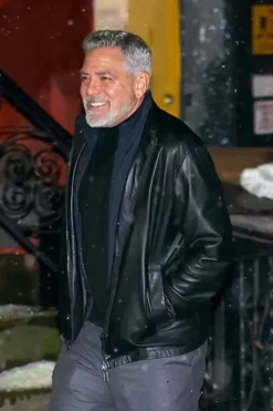 George Clooney Black Leather jacket