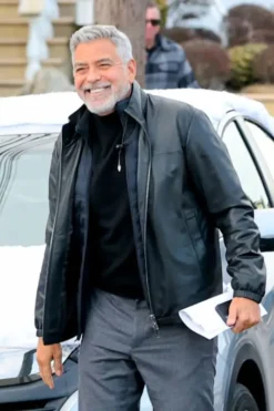 George Clooney Black Leather jacket