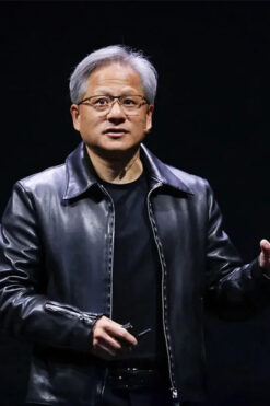 Jensen Huang Black Leather Jacket