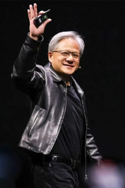 Jensen Huang Black Leather Jacket