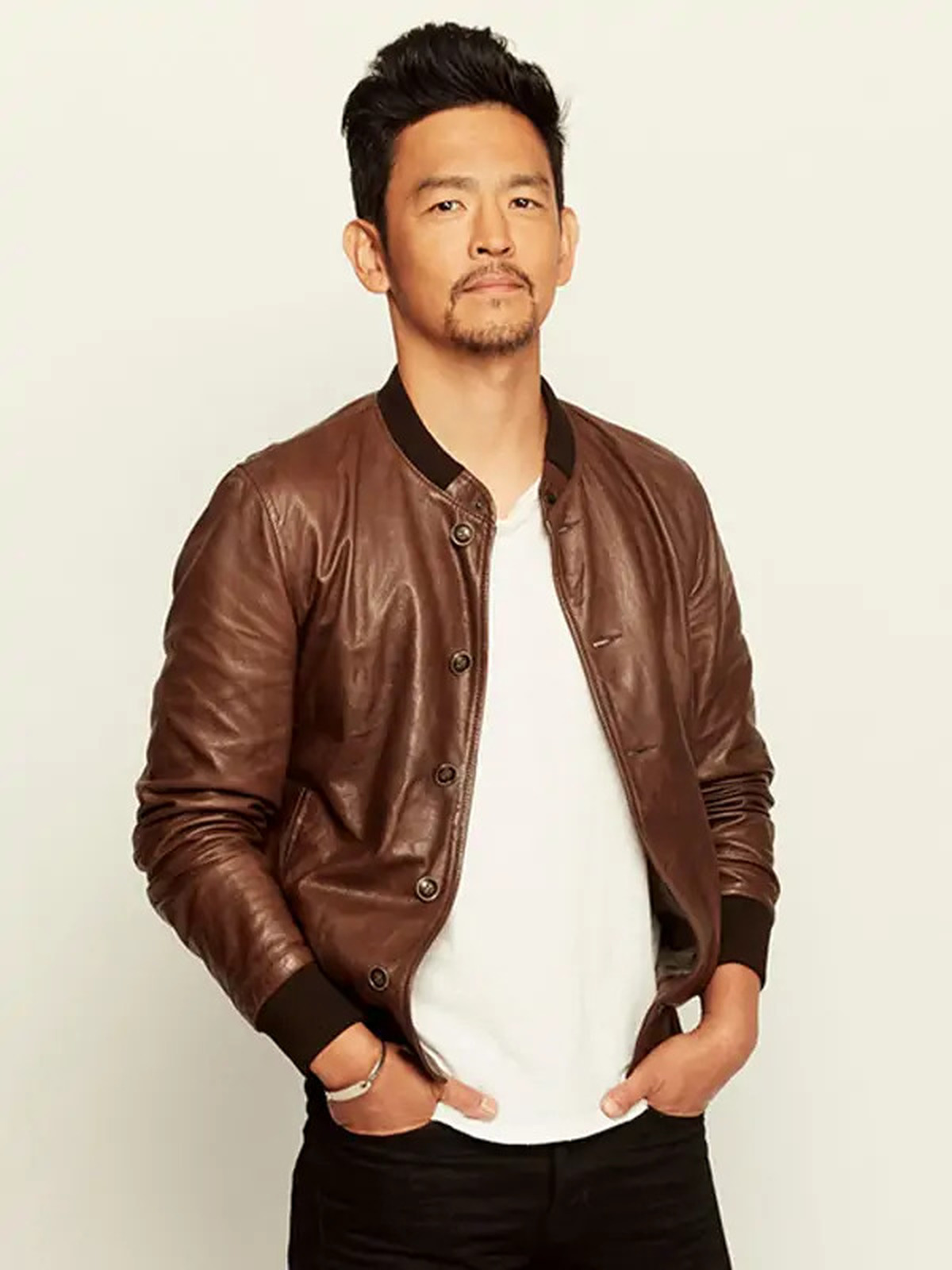 John Cho Brown Bomber Leather Jacket