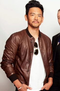 John Cho Brown Bomber Leather Jacket