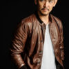 John Cho Brown Bomber Leather Jacket