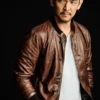John Cho Brown Bomber Leather Jacket