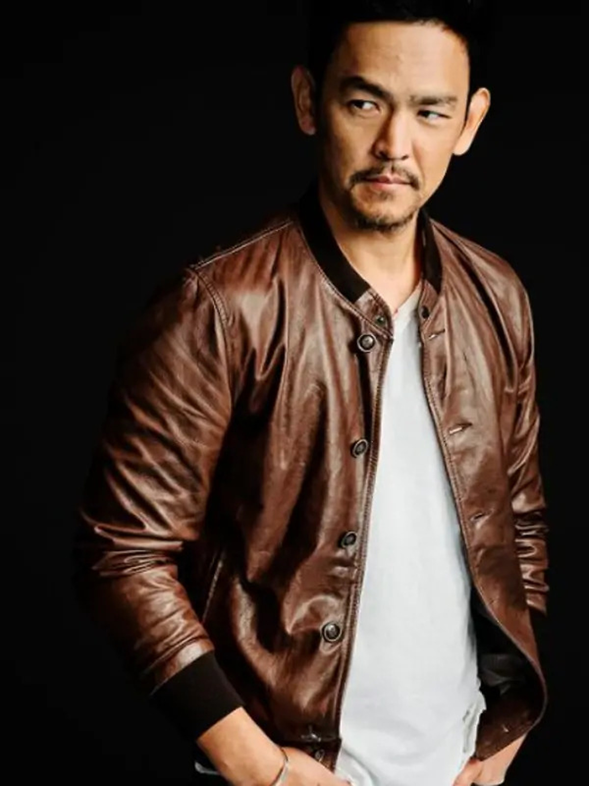 John Cho Brown Bomber Leather Jacket