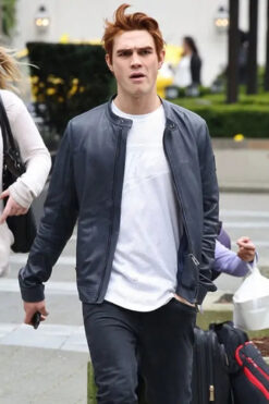 KJ Apa Blue Leather Jacket