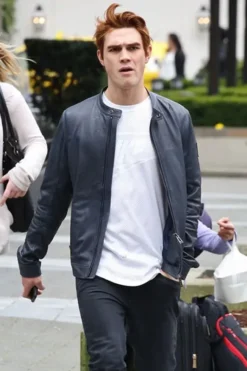 KJ Apa Blue Leather Jacket