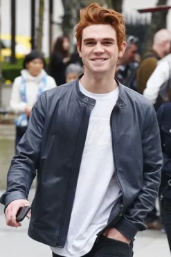 KJ Apa Blue Leather Jacket
