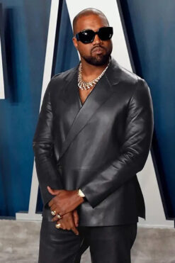 Alternative view of Kanye West Kimono Wrap Deep Blue Leather Blazer