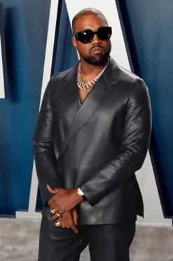 Alternative view of Kanye West Kimono Wrap Deep Blue Leather Blazer