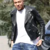 Kylian Mbappe Black Leather Biker Jacket