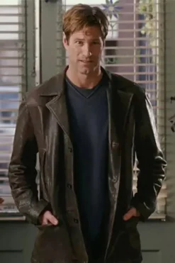 Love Happens Aaron Eckhart Brown Leather Trench Coat