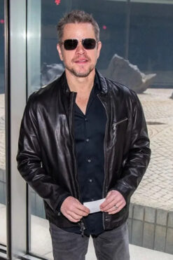 Matt Damon Black Leather Jacket