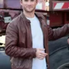Overdrive Scott Eastwood Brown Leather Jacket