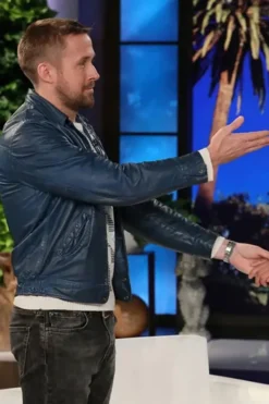 Ryan Gosling Blue Leather Jacket