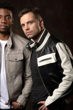 Sebastian Stan Black Leather Biker Jacket