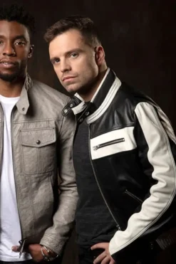 Sebastian Stan Black Leather Biker Jacket
