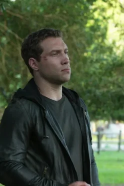 Terminator Genisys Jai Courtney Black Leather Bomber Jacket
