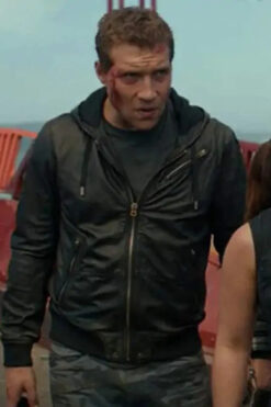 Terminator Genisys Jai Courtney Black Leather Bomber Jacket