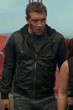 Terminator Genisys Jai Courtney Black Leather Bomber Jacket