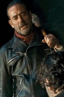 The Walking Dead S11 Jeffrey Dean Morgan Black Leather Jacket