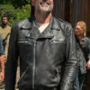 The Walking Dead S11 Jeffrey Dean Morgan Black Leather Jacket