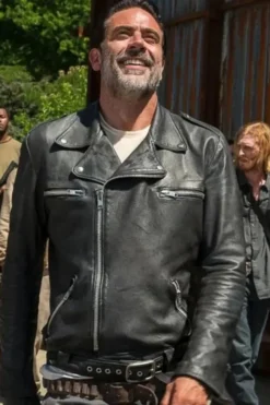The Walking Dead S11 Jeffrey Dean Morgan Black Leather Jacket