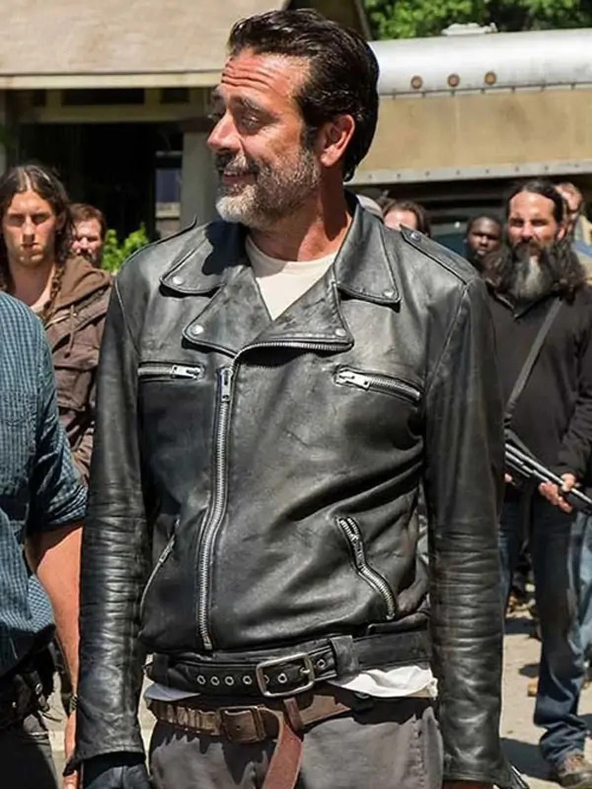 The Walking Dead S11 Jeffrey Dean Morgan Black Leather Jacket