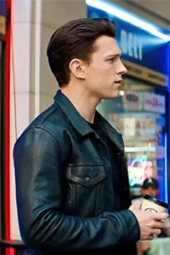 Uncharted Tom Holland Black Leather Jacket