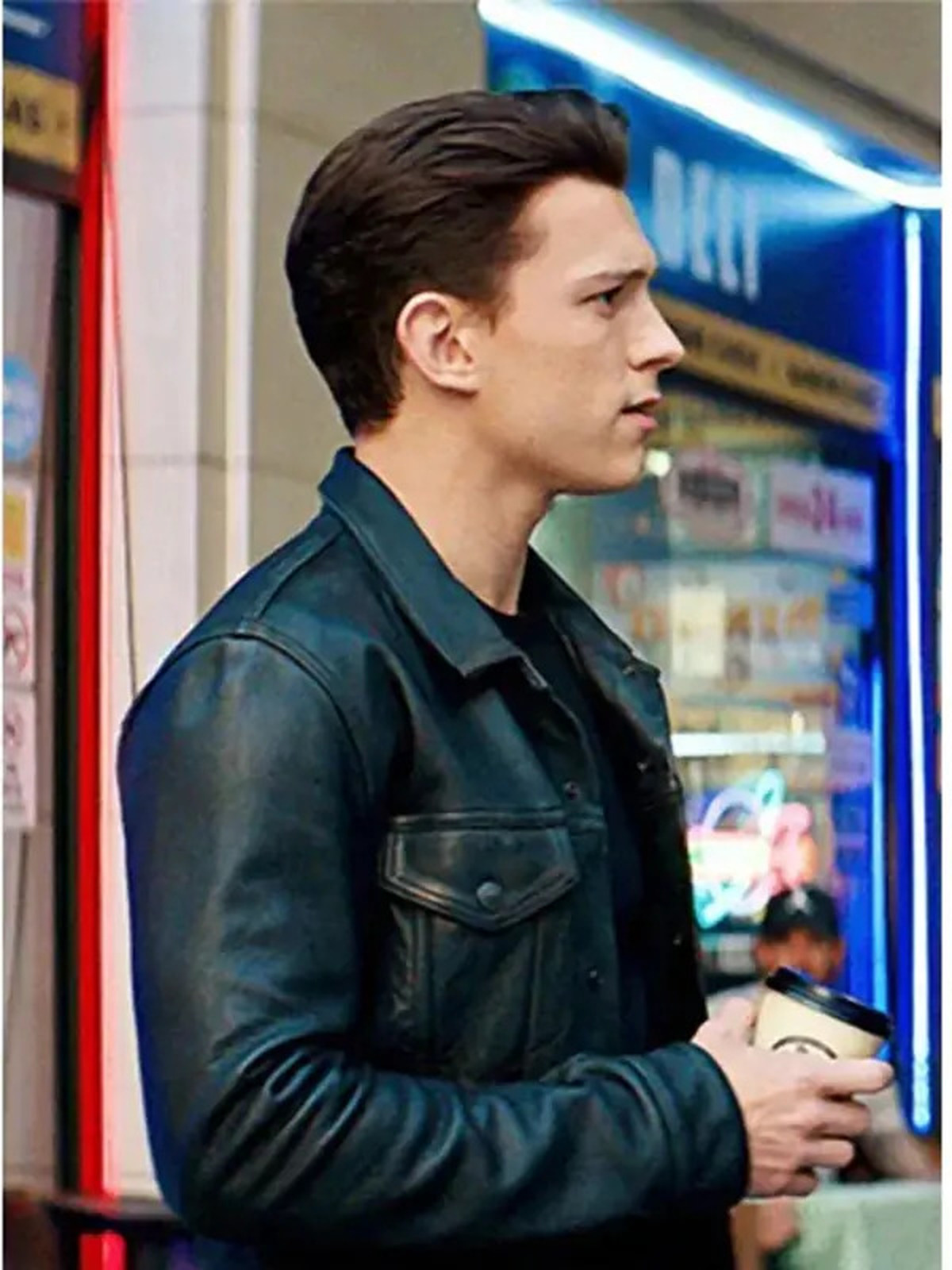 Uncharted Tom Holland Black Leather Jacket