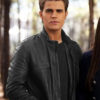 Vampire Diaries Paul Wesley Black Leather Jacket