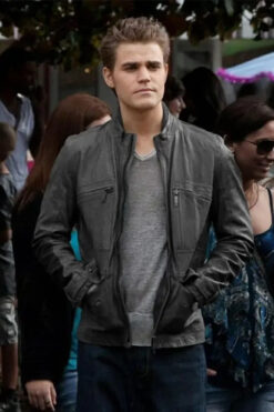 Vampire Diaries Paul Wesley Black Leather Jacket