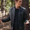 Vampire Diaries Paul Wesley Black Leather Jacket