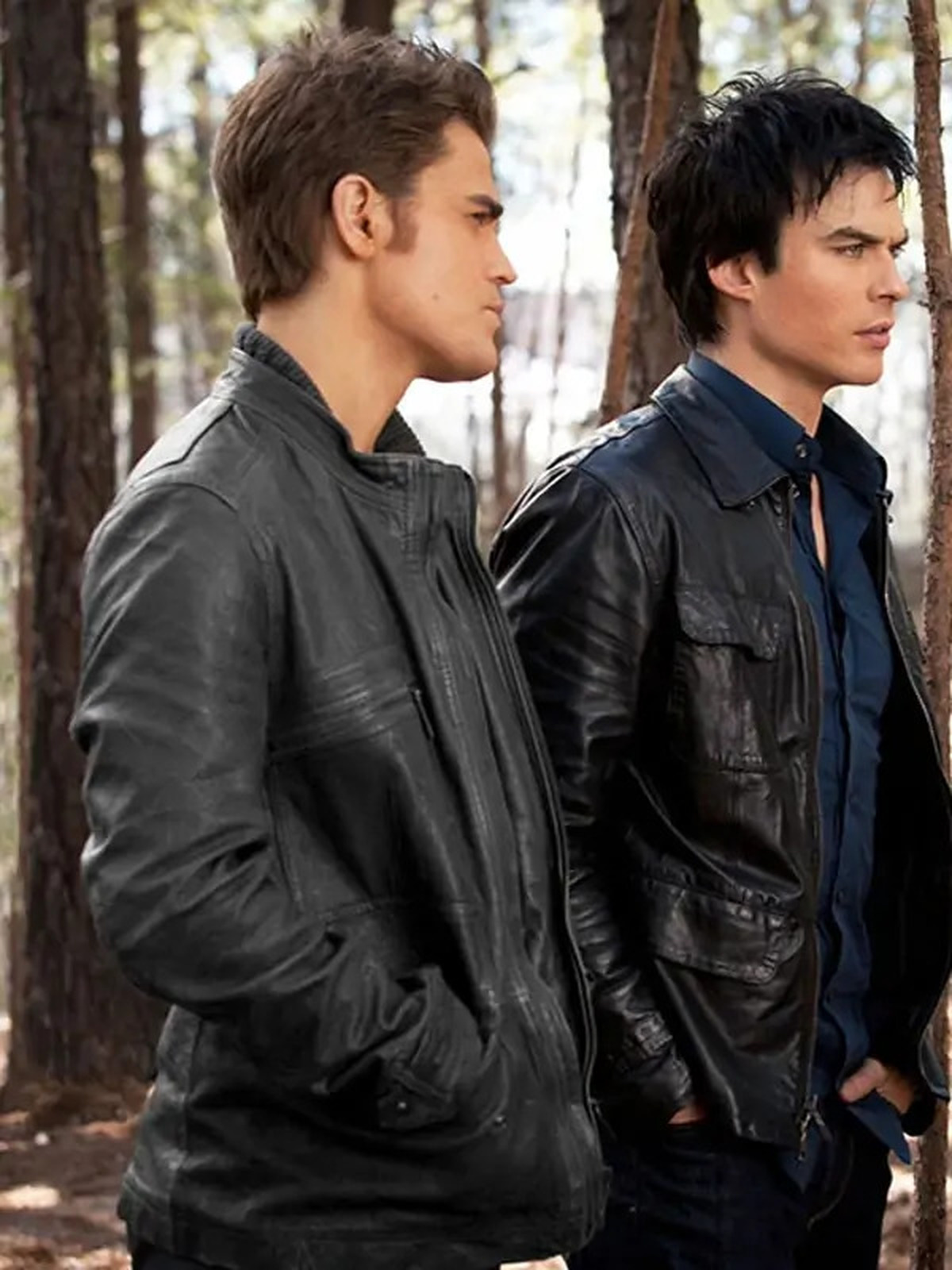Vampire Diaries Paul Wesley Black Leather Jacket