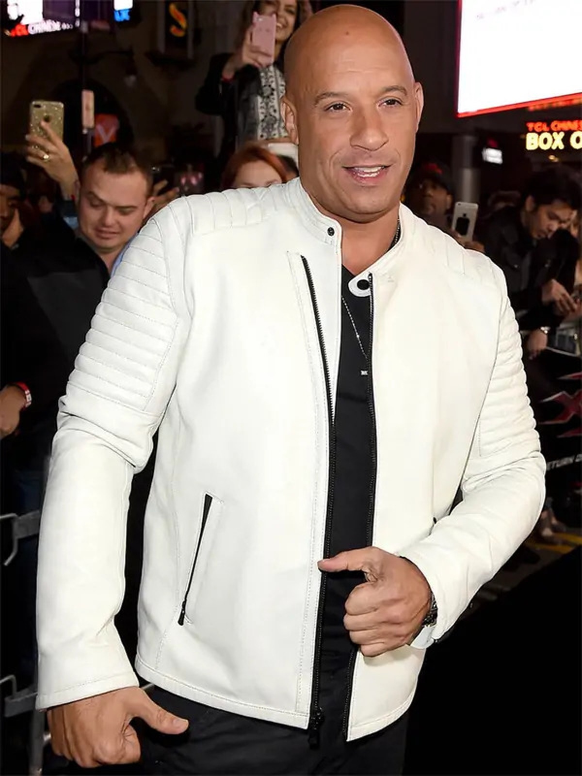 Vin Diesel xXx Premiere White Leather Jacket