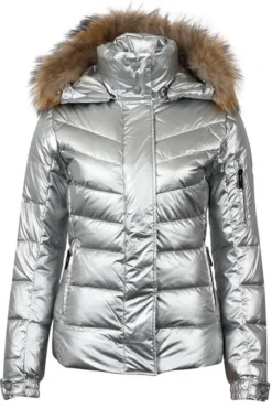2 Broke Girls S4 Beth Behrs Silver Puffer Jacket